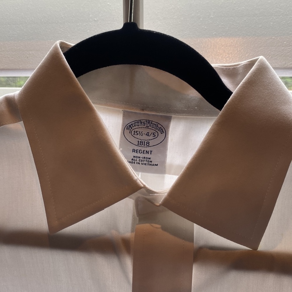 15 1/2-4/5 Brooks Brothers button down white shirt - Picture 3 of 8